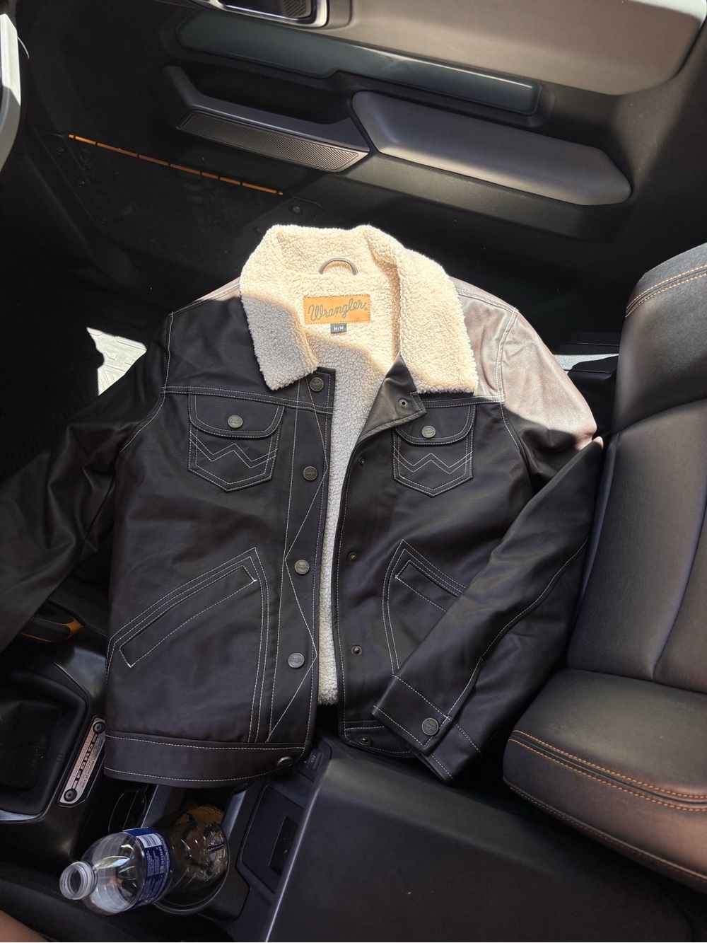 Wrangler womens brown Sherpa Lined leather Jacket